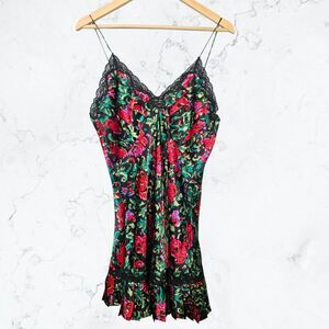 Vintage Victoria's Secret Gold Label Satin & Lace Floral Dress Lingerie Slip